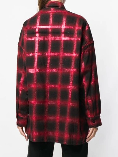 Shop Amiri Glitter Oversized Plaid Shirt In Red