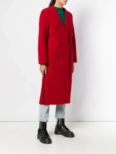 Shop Inès & Maréchal Single Breasted Shearling Coat - Red