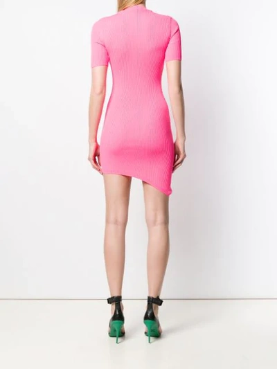 Shop Gcds Ribbed Fitted Dress In Pink