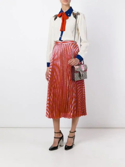 Shop Gucci Pleated Skirt In Red