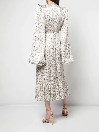 Shop The Vampire's Wife Floral Print Pouf Sleeve Dress In White