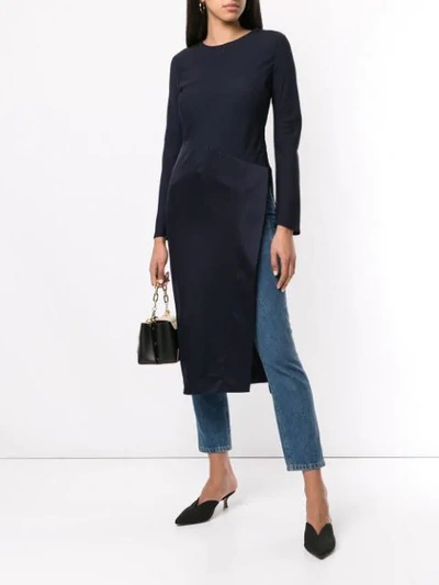 Shop Layeur Side Slit Blouse In Blue