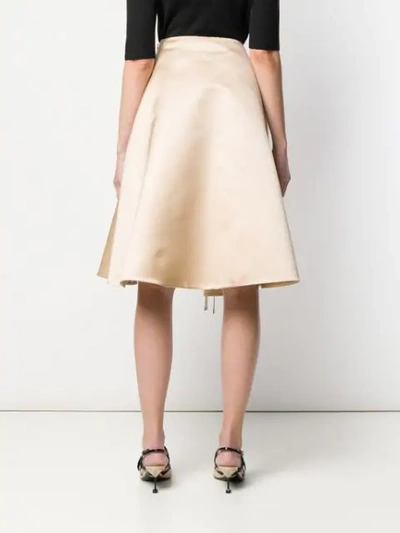 Shop Prada Bow Detail Flared Skirt In Neutrals