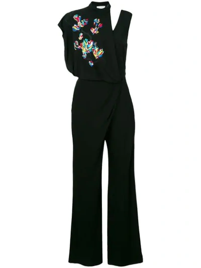 Shop Vionnet Draped Flared Jumpsuit In Black