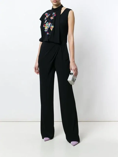 Shop Vionnet Draped Flared Jumpsuit In Black