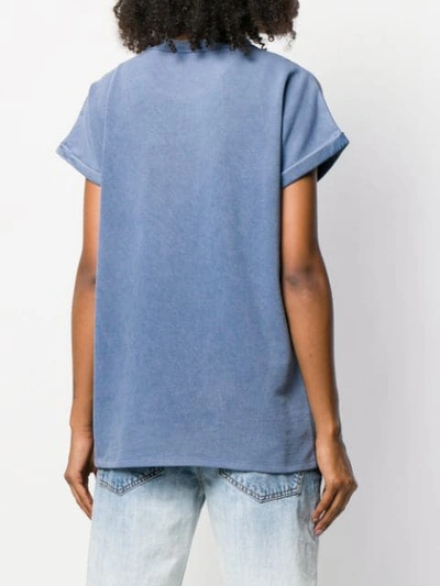 Shop Balmain Logo Jersey T-shirt In Blue