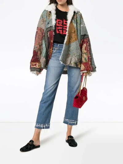 Shop By Walid Judy Patchwork Shearling Jacket - Blue
