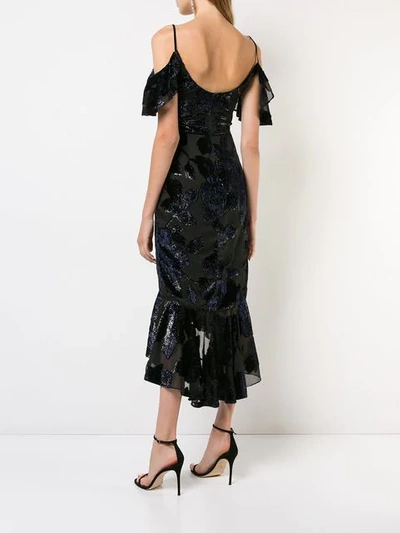 Shop Marchesa Notte Sequin Embellished Cold Shoulder Dress In Black