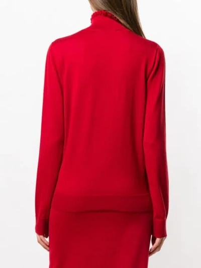 Shop Carven Ruffled Neck Jumper In Red