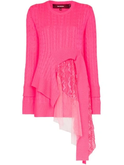 Shop Sies Marjan Trine Lace-insert Asymmetric Sweater In Pink