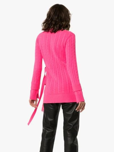 Shop Sies Marjan Trine Lace-insert Asymmetric Sweater In Pink