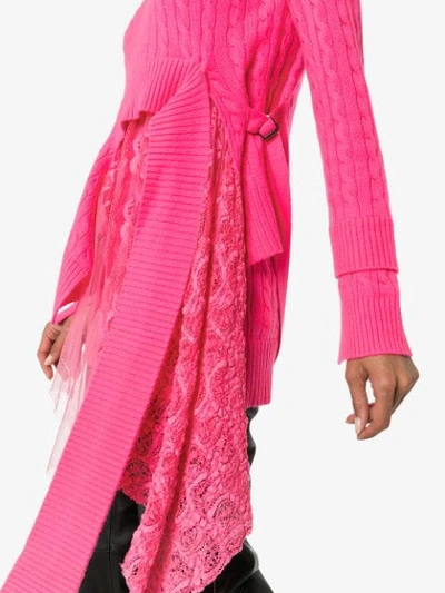 Shop Sies Marjan Trine Lace-insert Asymmetric Sweater In Pink