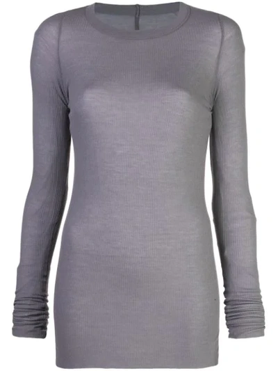Shop Rick Owens Sheer Longline Knitted Top In Grey