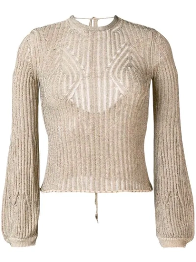 Shop Chloé Open Back Knitted Jumper In 223 Straw Beige