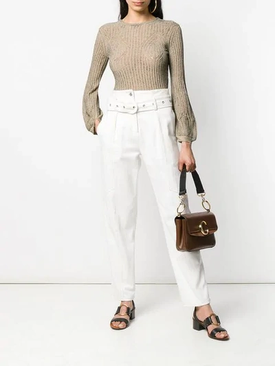 Shop Chloé Open Back Knitted Jumper In 223 Straw Beige