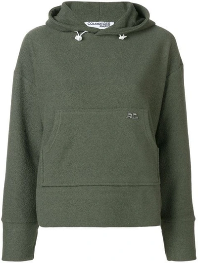 Shop Courrèges Embroidered Logo Hoodie In Green