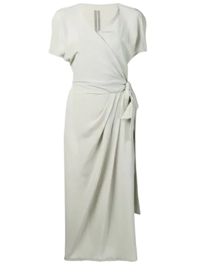 Shop Rick Owens Short-sleeved Wrap Dress - Grey