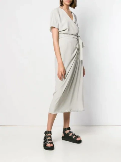 Shop Rick Owens Short-sleeved Wrap Dress - Grey