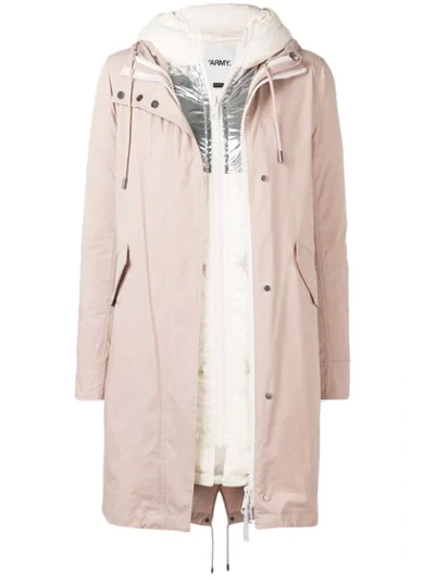 Shop Yves Salomon Layered Hooded Coat In Pink