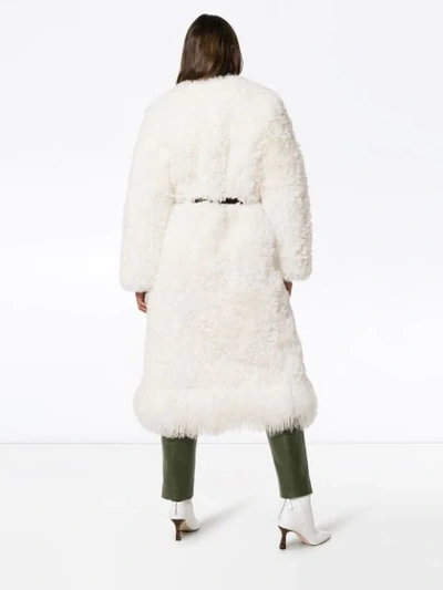 Shop Givenchy Shearling Belted Coat In White