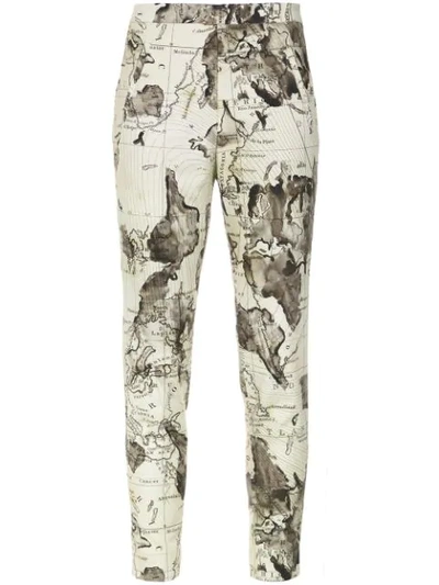 Shop Andrea Marques Map Print Skinny Trousers - Est Mapa Natural