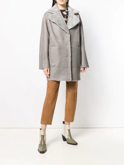 Shop Drome Reversible Double-breasted Coat In C026 Lt Grey