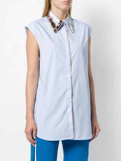 Shop N°21 Safety Pin-embellished Striped Shirt In Blue