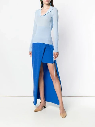 Shop Jacquemus Asymmetrical Layer Skirt In Blue