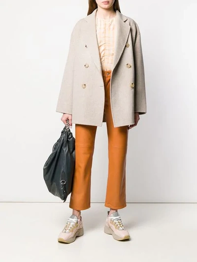 Shop Acne Studios Double Breasted Coat In Neutrals