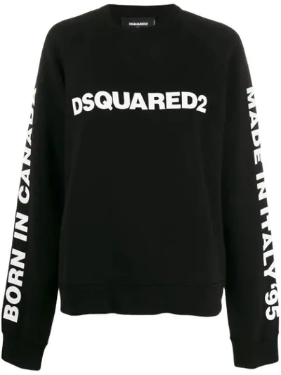 Shop Dsquared2 Logo Print Oversized Sweatshirt In 900 Black