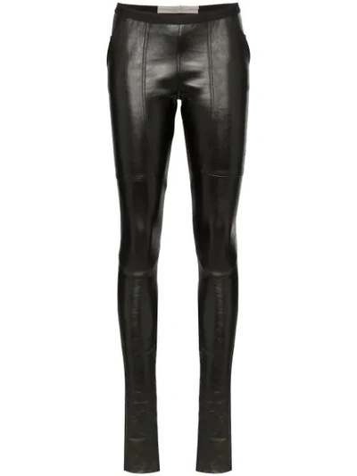Shop Rick Owens Shiny Skinny Trousers - Black