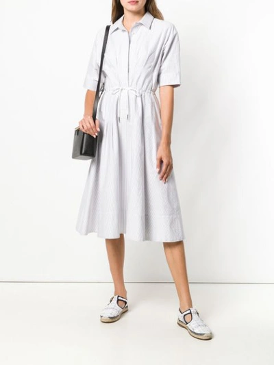 Shop Thom Browne University Stripe Drawstring Dress - Grey