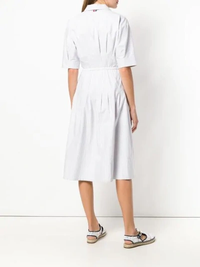 Shop Thom Browne University Stripe Drawstring Dress - Grey