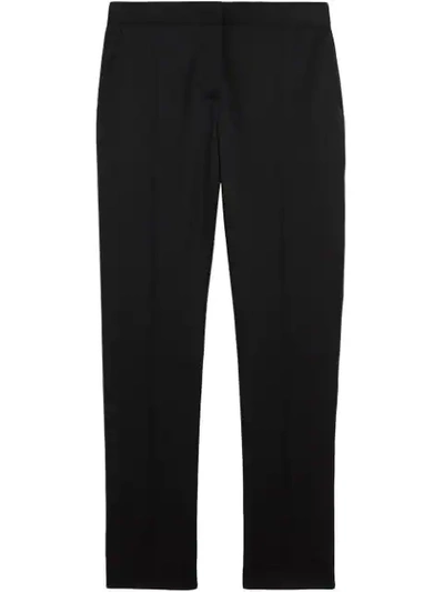 Shop Burberry Straight Fit Wool Tailored Trousers In Black