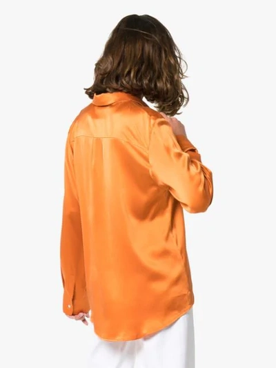 Shop Asceno Silk Pyjama Shirt In Orange