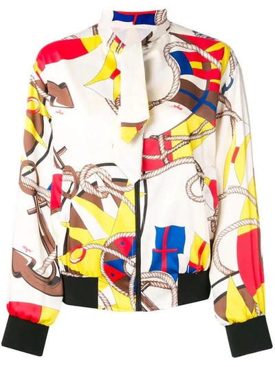 Shop Msgm Printed Bomber Jacket In White