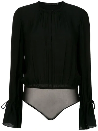 Shop Andrea Marques Ruched Bodysuit In Black