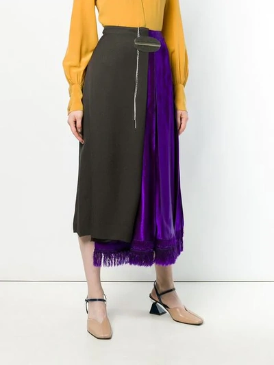 Marni Double Sable Satin Midi Skirt In Brown