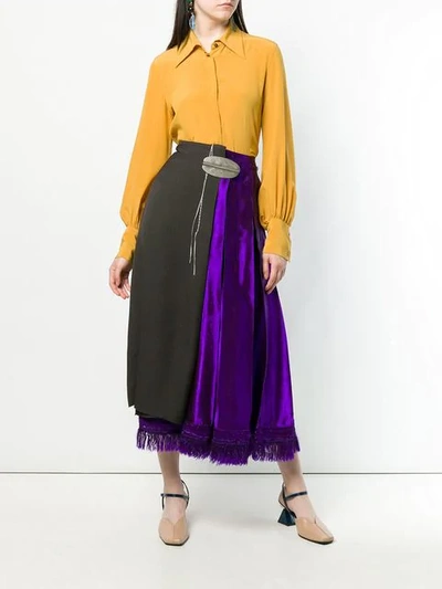 Marni Double Sable Satin Midi Skirt In Brown