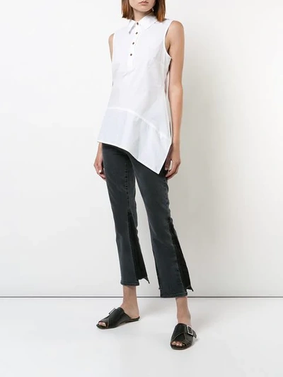 Shop Derek Lam 10 Crosby Sleeveless Asymmetrical Top In White