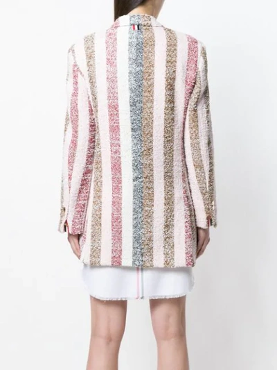 Shop Thom Browne Striped Eyelash Tweed Sport Coat Dress - Multicolour