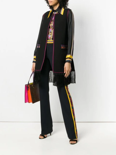 Shop Etro Fringe Trim Gilet In Black