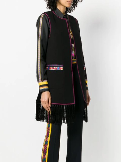 Shop Etro Fringe Trim Gilet In Black