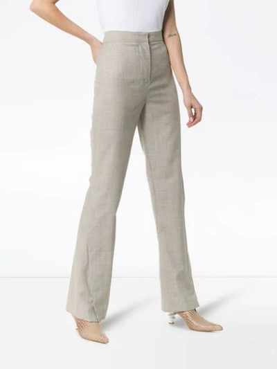 Shop Wright Le Chapelain High-waisted Wide Leg Wool Trousers In Grey