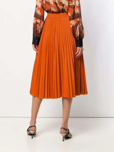 Shop Fendi Gonna Pleated Skirt In Orange