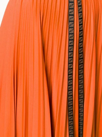 Shop Fendi Gonna Pleated Skirt In Orange