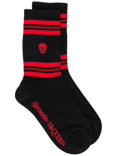 Shop Alexander Mcqueen Skull Knitted Socks In Black