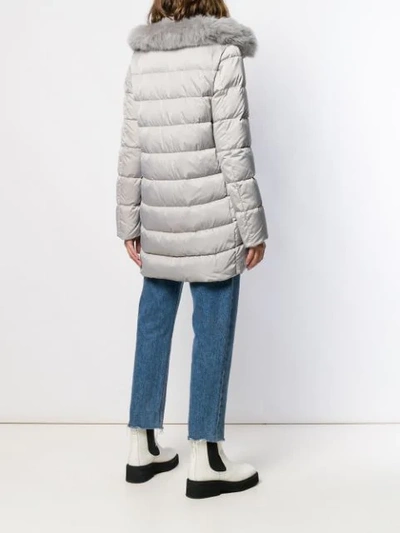 Shop Herno Fox Fur Trim Puffer Coat In Grey