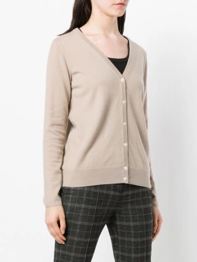 Shop N•peal V Neck Knitted Cardigan In Neutrals