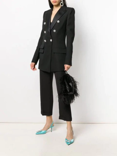 Shop Alexandre Vauthier Crystal Button Double-breasted Blazer - Black